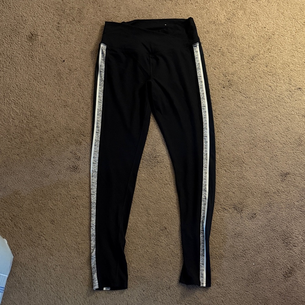 SO Black Leggings with White Stripes
